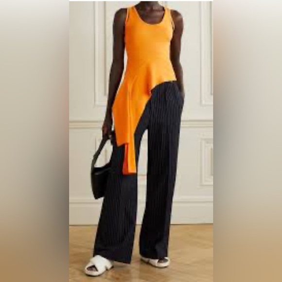 Helmut Lang Orange Asymmetrical Draped Tank top - Picture 5 of 6